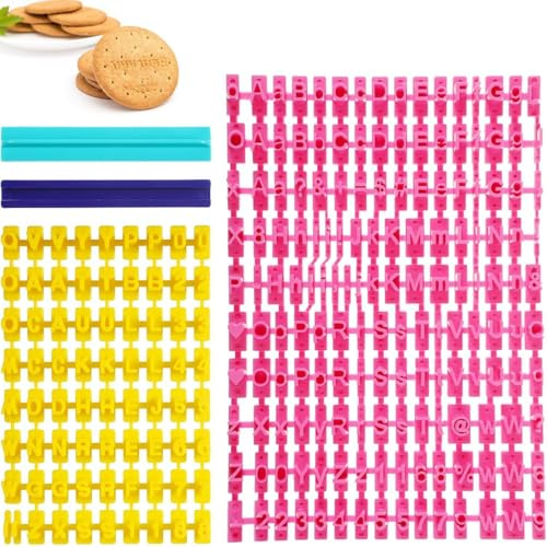 IBXWMNG 2 Sets Molde de Galleta del Alfabeto Número, Letras, Números y Símbolos Para Arcilla,Sellos para Galletas Fondant Reposteria,para Cookies Galletas Pastelería Fondant, Decoración de Pasteles