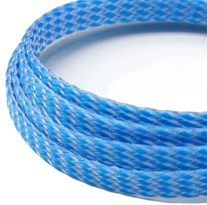 Kabelschlauch 1/5/20/50M Erweiterte Geflechthülle PP-Baumwollgarn 4 8 12mm Weichdrahtwicklung Isolierter Kabelschutz Leitungsbaum Kabelmantel(Blue Clear,8mm,5 Meters)