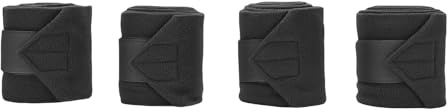 OEBUAFI Bandages pour Jambes de Cheval, 4 Pièces, Enveloppes Polaires Réglables, Ajustement Confortable pour Diverses Activités équestres (Black)