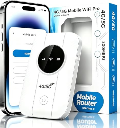 Router WiFi Portátil 5G Desbloqueado con Ranura SIM,Conexión para 25 Dispositivos, Cobertura 4G/5G, Compatible con Todos los Internet Operadores, Hotspot Móvil WiFi, Ideal para Viajes y Teletrabajo