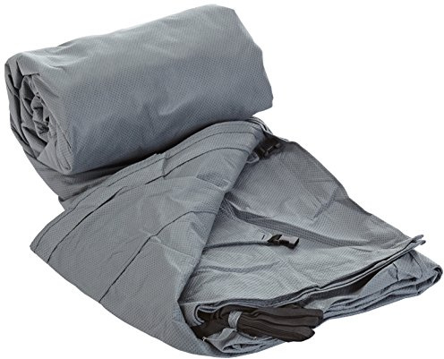 ProPlus Dachschutzplane 8,0 x 3 m – Für Wohnwagen und Reisemobil bis 300 cm Breite – Atmungsaktiv SFS 3-lagig + 14 Gurte – Grau