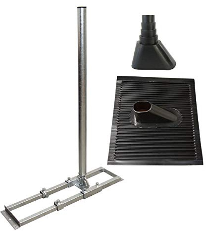 Premium X Profi X100-48F SAT Dachsparrenhalter 100 cm Mast 48 mm Stahl voll feuerverzinkt Sparren-Halterung für Satelliten-Antenne Satellitenschüssel mit ALU Dachabdeckung Manschette schwarz