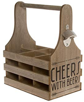 elbmöbel Holz Shabby chic 6er Flaschen-Träger mit Henkel Flaschentasche Flaschenkorb Herrenhandtasche Getränkekorb