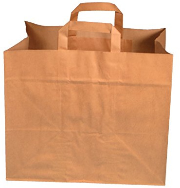 Pro DP 250 Papiertragetaschen Papiertüten Einkaufstüten Papier Bio braun 80g/m² stark 32+17x27cm mit Flachhenkel
