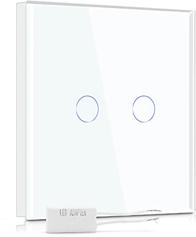 BSEED Dimmer Switch LED Dimmer Touch Light Switch 2-vägs 1 vägs glas Touch brytare vit pekskärm fungerar med dimmer LED-glödlampor