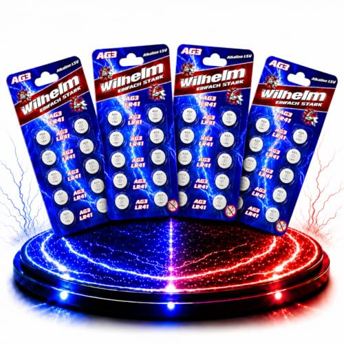 Wilhelm AG3 Alkaline Knopfzellen 1,5 V (LR41, L736, 192, 392) – 40 Stück