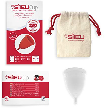Copa Menstrual Sileu Cup Soft - Ayuda prevenir infecciones urinarias, cistitis, vejigas sensibles, calambres, cólicos menstruales - Disminuye dolor causado por menstruación - Talla L, Transparente