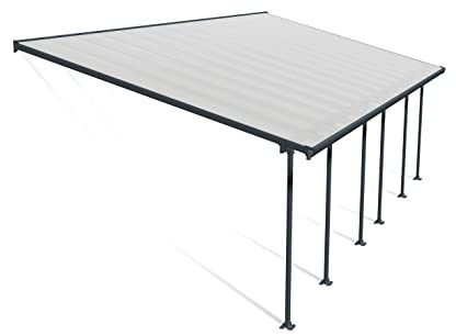 Canopia by Palram Terrassenüberdachung Alu Feria 4X8.50 Polycarbonat Hohlkammerplatten Pergola 850 x 385 cm Grau zur Überdachung ihrer Terrasse