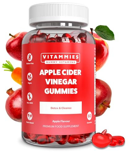 Vitammies Vegan Apple Cider Vinegar Gummies | Sugar-Free | 1000mg ACV Gummies with Vitamin C | Chromium & Pomegranate | Gluten-Free | Non-GMO | Vegan | 60 Count | Gelatine-Free | No Sugar