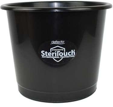 Deflecto Essential Range Poubelle de 14 litres avec antimicrobien Steritouch – Poubelle de chambre à coucher – Corbeille à papier pour chambre à coucher – Poubelle pour cuisine – Poubelle en plastique
