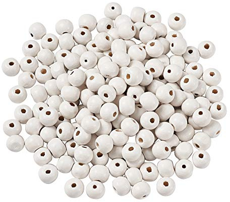 300 cuentas de madera blanca natural de 8 mm, cuentas redondas de madera para manualidades para decoración de árbol de Navidad