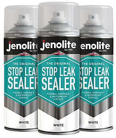 JENOLITE Stop Leak Dichtungsspray | WEIß | 3x400 ml | Wasserdichtes Dichtungsspray | Leckversiegelung für Dachrinnen und Flachdächer | Dachrinnenversiegelung, Dachreparatur, Flachdachreparatur