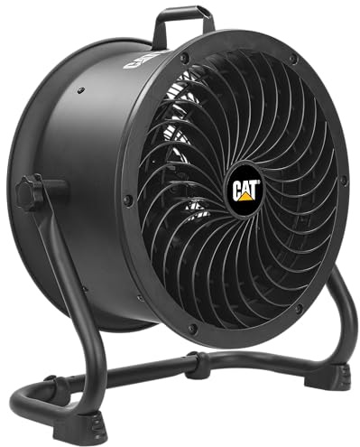 CAT by CATERPILLAR HVD-14AC-BLK 14 high-velocity drum air circulator fan with 360-degree pivoting head, metal housing, wall mountable, & dual ball bearing 4-speed motor cETL listed. For indoor use