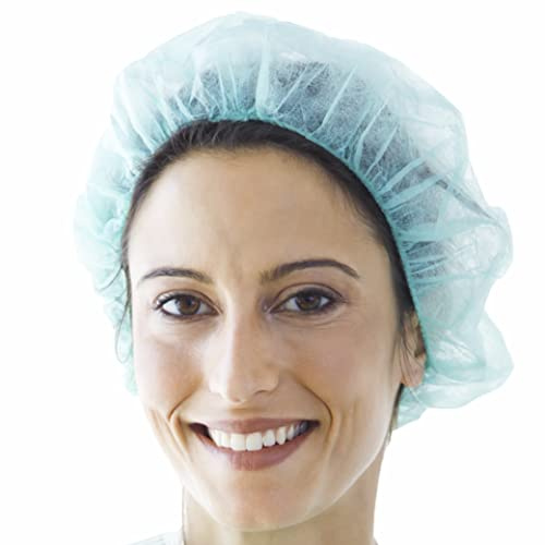 Professionelle Einweg Haarnetz (1000 STK) Op Haube mit Gummizug für Haarschutz in der Chirurgie, Küche, Schwestern, Kosmetika, Hygiene - Gefaltetes Modell (BLAU)