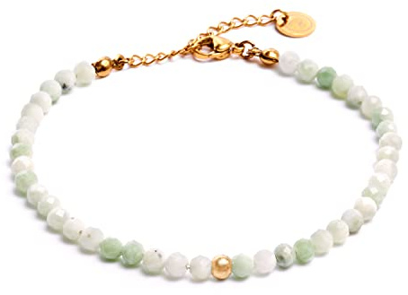 BERGERLIN Naturstein Perlenarmband Damen Herren, Silber/Gold | Naturstein Armband Damen & Herren: Armband Gold/Silber mit echten Heilsteinen – vom deutschen Prüflabor bestätigt.