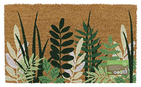 JVL Eco-Friendly Latex Backed Coir Door Mat, Greenery, Natural