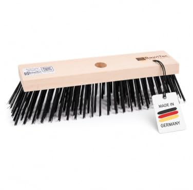 Profi Stahldrahtbesen 30cm Breit Drahtborsten Metall Besen ohne Stiel | Mit Standard-Stielloch, Buchen-Flachholz, Metallborsten 70mm Lang