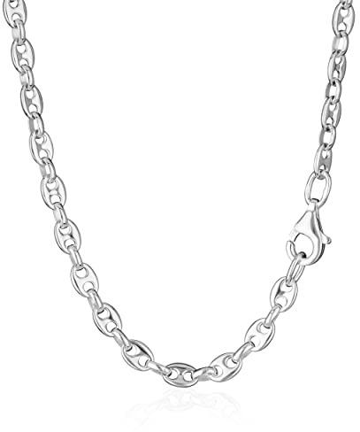 NKlaus 45cm Kaffeebohnenkette 925 Silber elegante Halskette Breite: 3,5mm Collier 6,68g schwer 9624