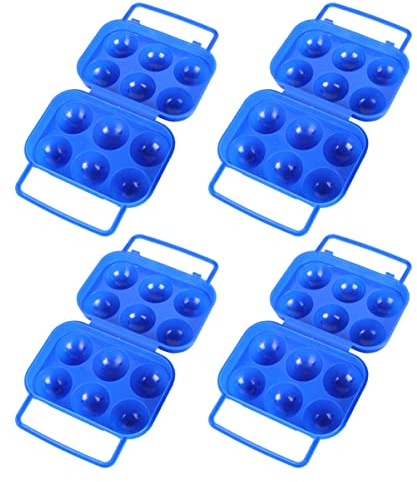Cabilock Huevera Portátil De Plástico Azul 4 Unidades 6 Compartimentos Para Huevos Caja De Almacenamiento De Alimentos Adecuado Para Camping y Viajes