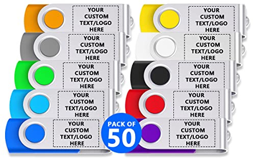 Paintechz Twister USB-Stick Personalisiert 50 Stück, Individualisiert Logo Druck- als Firmengeschenke und Werbegeschenke - 2GB