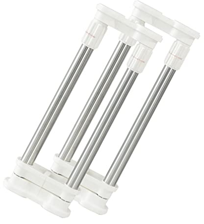Hershii 2 Pack Expandable Closet Shelf Tension Rod Adjustable Metal Storage Rack Cabinet Organizer DIY Divider Separator for Wardrobe Cupboard Kitchen Bathroom, Ivory, 15.75-23.62 IN
