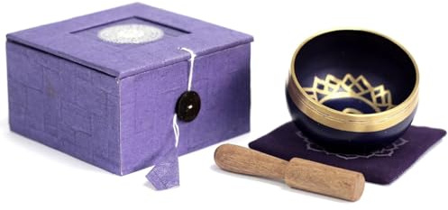 Chakra-Klangschalen mit Holzstürmer und Kissen-Geschenkbox-Set | Hubvibration und -frequenz; Klangtherapie; Ganzheitliches Heilungs-, Meditations- und Entspannungs-Achtsamkeits-Mantra (Krone)