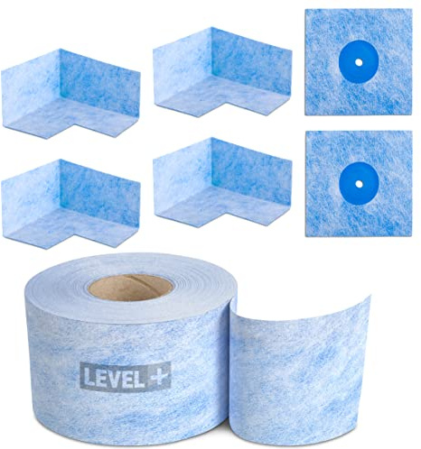 LEVEL+ Juego de cinta de sellado, esquinas de sellado, manguitos de sellado, vlies, resistente a las heladas, sellado interior exterior ducha, baño balcones set B15