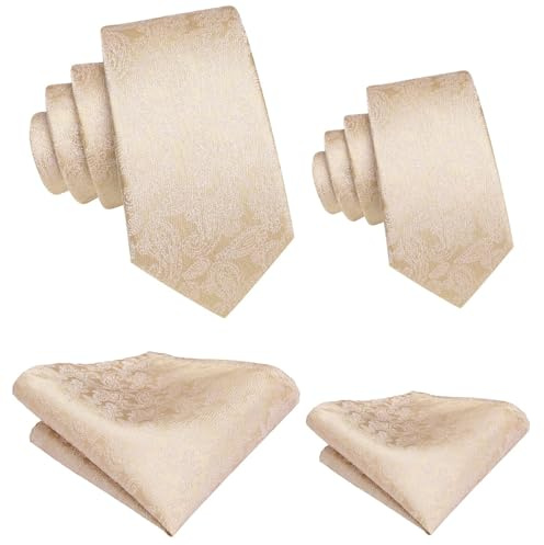 Hi-Tie Father Son Matching Ties and Pocket Square Set Silk Ties for Wedding Party Gifts