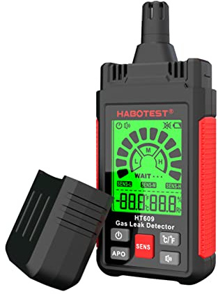 HUIOP HT609 di Perdita di gas combustibile con display LCD sonoro e visivo Temperatura ambiente e umidità dell'idrogeno del gas Naturale del metano