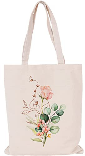 XINGNIAO Canvas Floral Botanische Einkaufstasche für Lehrerinnen, Wiederverwendbare Einkaufstüten, niedliche Katzen-Einkaufstaschen ästhetisch zum Einkaufen