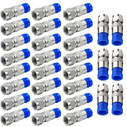 HUAZIZ 30 Stücke RG6 F Typ Kompressionsstecker Koaxialadapter, F-Quick Mount Stecker für Koaxial-Kabel