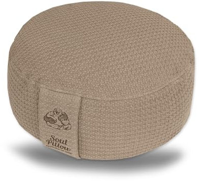 Soul Pillow Meditationskissen, Yoga Sitzkissen 15 cm hoch, Ø30cm mit Dinkelfüllung, Bezug waschbar, Sitzkissen Boden für Meditation und Yogakissen rund, OEKO TEX 100