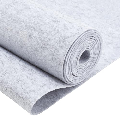 BENECREAT 3m Felt Fabric Roll, 24cm Wide Craft Felt Cloth, 2 mm Thick Single Face Light Grey Non-Woven Polyester Craft Fabric for Sewing Quilting, Handwork Project DIY