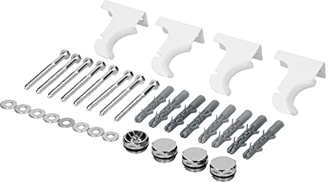 LuxeBath Staffa per Radiatori Kit di Supporti Viti Tasselli Rondelle Valvola di Chiusura e Sfiato Set Accessori per Staffe da Parete Montaggio Caloriferi Termosifoni Scaldasalviette a Muro Bianco