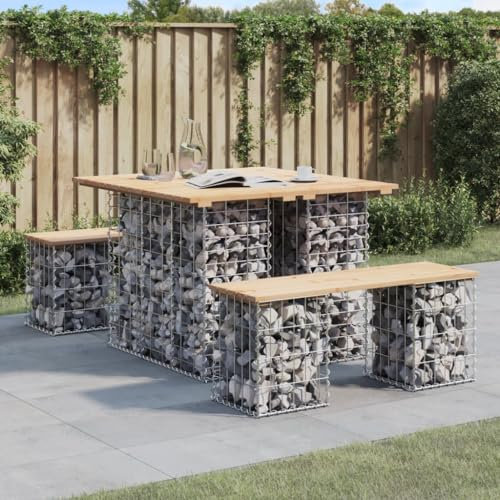 ARKEM Gartenbank aus Gabionen 100x102x72 cm Sitzbank Garten GabionenköRbe Gabionen Bank Outdoor Patio BäNke Massivholz Kiefer