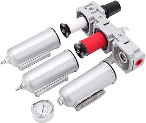 di Asciugatura Dell'aria a 3 Stadi Filtro Antiparticolato per Aria Compressa Industriale in Lega di Alluminio Resistente Essiccatore per Compressore D'aria(Scarico manuale NPT da 1/2 pollice)