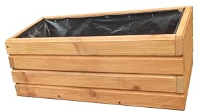 FKL DESIGN Home Deco Pflanzkasten Holz 60 cm – Blumenkasten Balkon & Terrasse, Pflanzkübel Flach Wetterfest, Kräuterbeet Garten (D2 Eiche)