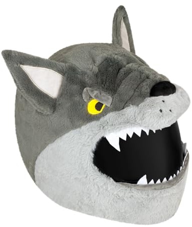 Moto Loot Helmüberzug für Motorradhelm, lustige Fahrten und Geschenke (nur Bezug, Helm nicht im Lieferumfang enthalten) - Wolf