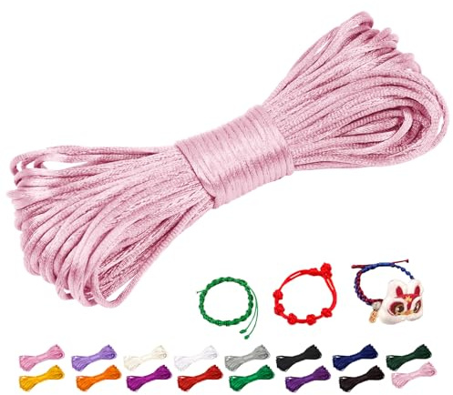 CAMAL 1,5mm Filo per Braccialetti, Fili Nylon per Braccialetti 20m Filo Nylon Cordoncino per Collane Fai Da Te, Cordino per Braccialetti, Gioiello, Perline, Artigianato (Rosa)
