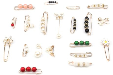 ZIJANG 20 Stück Anstecknadeln, Vielseitige Metall Broschennadeln | Elegante Sicherheitsnadeln zum Verkleinern von Ausschnitten, für Kragen, Kopftücher und Tücher