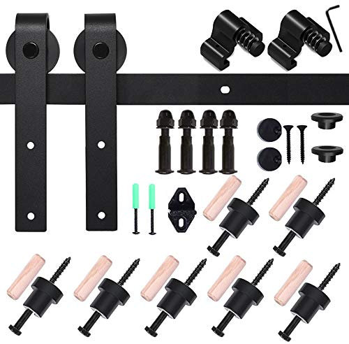 TSMST Sistema de puerta corredera de 152 cm para montaje en techo, juego completo de rieles con herrajes para puerta corredera