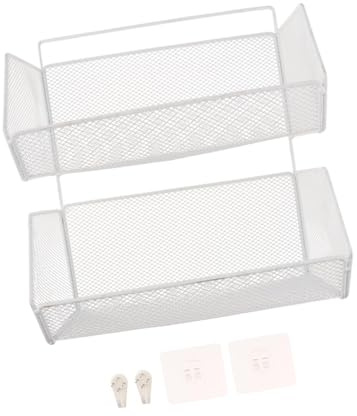 Folpus Hängekorb 2 Gitter, Obst Aufbewahrungskörbe, hängende Obstkörbe, selbstklebend, hängende Lagerung Organisator, Metallgitter Körbe abnehmbar für Küche Bad Schränke, stil f