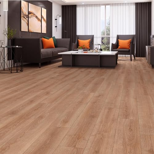 INMOZATA PVC-golvbeläggning självhäftande, 36 kakel/91,5 x 15,2 cm, 5,01 m² vinylgolv, självhäftande, tjocklek 2 mm, vattentäta golvklistermärken för kök badrum hus golvplattor, naturlig träfiber