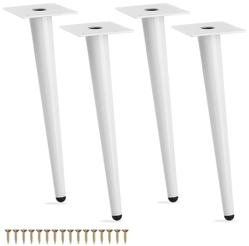 Btowin 12 Inch / 30cm Metal Furniture Legs, 4Pcs Modern Oblique Tapered Furniture Feet, White Heavy Duty Sofa Legs Cabinet Legs Brushed Nickel Finish for TV Stand Cabinet Couch Dresser Table Bed
