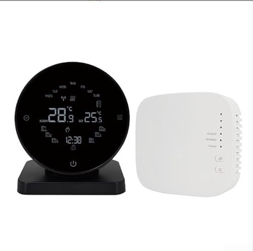 RF433 Funk-Thermostat, WLAN-Thermostat mit LCD-Touchscreen, Temperatursensor-Bedienfelder, Fernbedienung für Tuya-App für Heizsystem (kein WLAN)