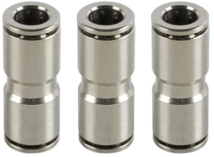 VOANZO 3 Pcs 8mm Straight Push in Connect Pneumatic Fitting 2 Way Nickel Plated Brass Quick Release PU Air Line Adapter