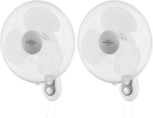 Orbegozo WF 0139 - Ventilador de pared, oscilante, 3 velocidades, temporizador, cabezal inclinable, aspas 35 cm, 40 W, Color Blanco (Paquete de 2)