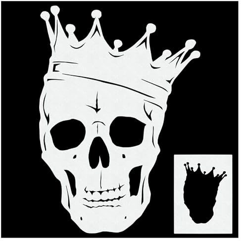 Herterich Products Airbrush Schablone für King Skull | King Skull Stencil | Lasergeschnittene Präzision | Wiederverwendbar und Lösemittelresistent | 15x10cm