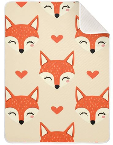 Sevdomey Couverture en coton doux pour bébé - Motif renard mignon - Cadeau pour filles et garçons - 76 x 101 cm