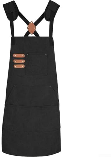 Tablier de travail robuste en toile épaisse pour homme et femme, convient pour diverses tâches (noir)